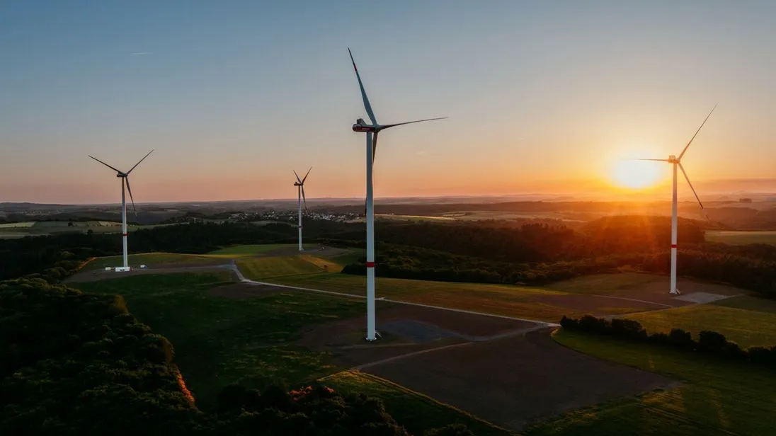 Ein Windpark im goldenen Abendlicht – für Fotograf Jakob Prößdorf war dieses Shooting mehr als ein Routineeinsatz.